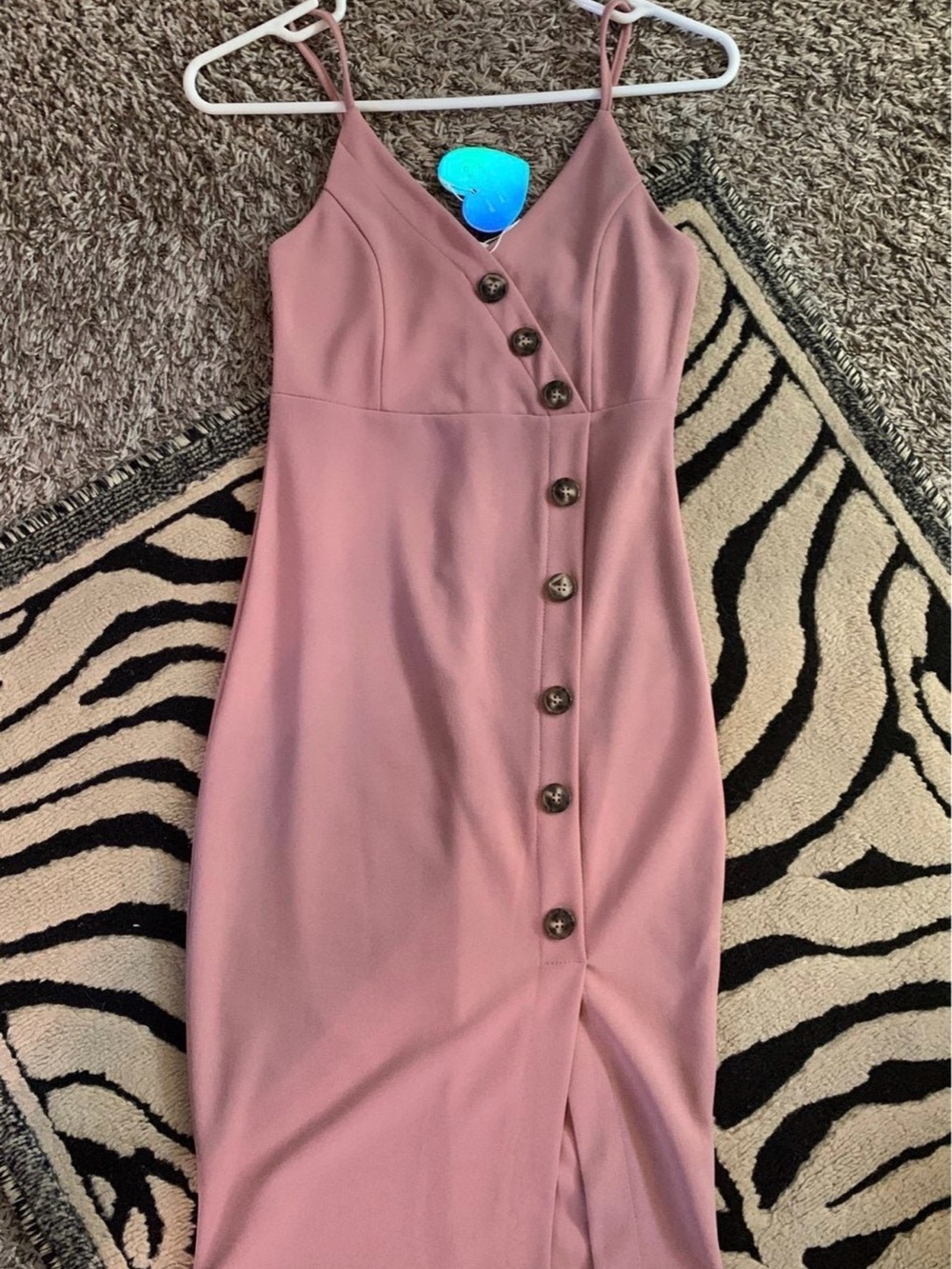 Women's Mind Code Rose Pink Button-Front Slip Dress